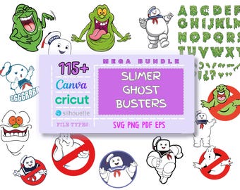 115+ Slimer Ghostbusters SVG Bundle- Slimer Font - Ghostbusters PNG- Slimer Face SVG- Vector- Cutfiles- Cricut- Clipart- Pdf, Svg, Png, Eps