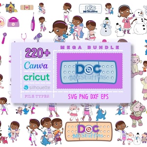 Doc McStuffins Clip Art Set, transparentes PNG | Digitaler Download | Kindershow-Buch Doktor der Tiere Freunde Kindness-Medical