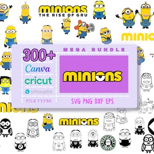 300+Minion svg Bundle, Minion face vector, funny Minion face, Minion eyes, cute minion, minion head, minion cut file, silhouette