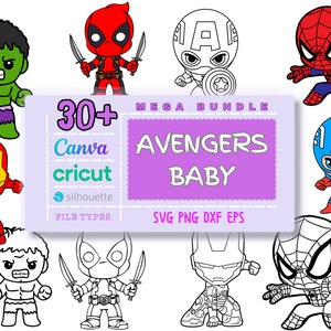 Avengers Baby Svg Bundle, Cartoon, Superhero, Layered, Silhouette, Hulk, iron man, spiderman, Dxf - Eps - Png - Svg