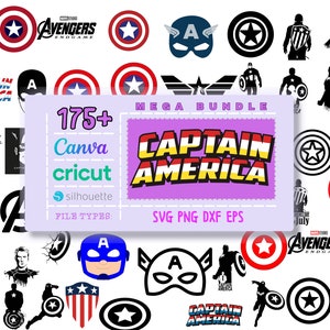 Captain America Svg Bundle,  Svg - Png- Dxf - Eps, Cartoon, Superhero