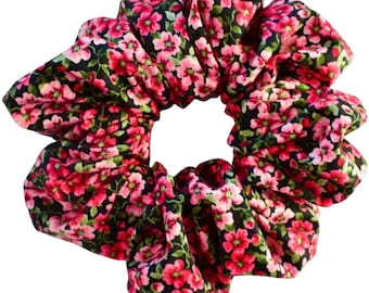 Scrunchie floreale rosa oversize / Scrunchies per capelli in cotone extra large fatti a mano