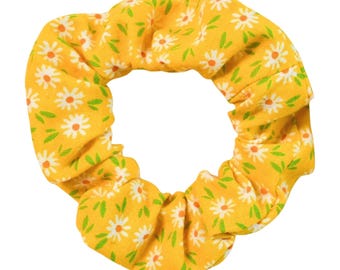 Mini Yellow Floral Scrunchie | Cotton Hair Scrunchies