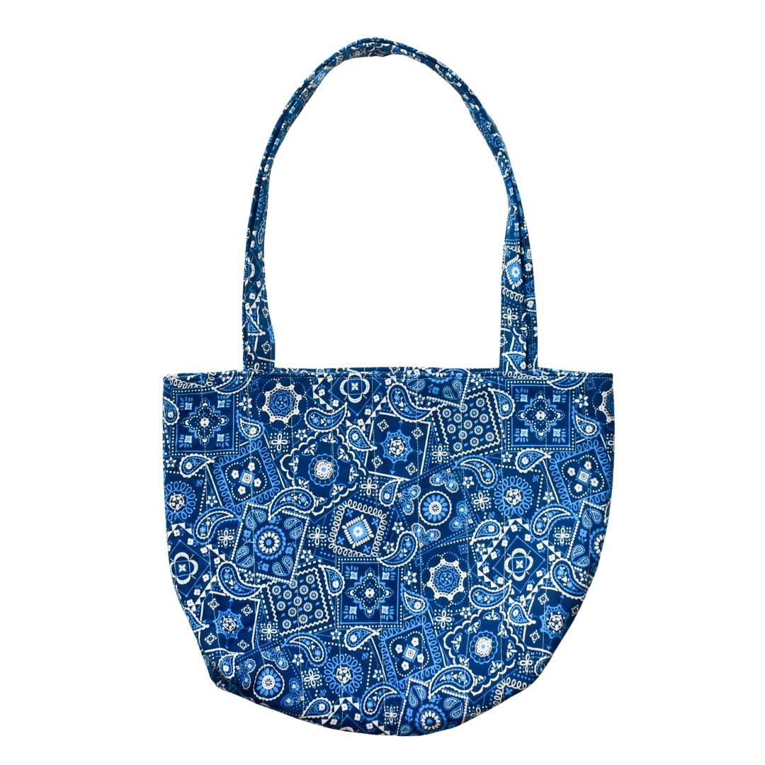 Blue Bandana Tote Bag | Quilted Cotton Totes | Handmade Shoulder Bags