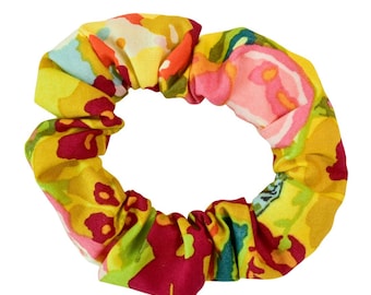 Mini Yellow Floral Scrunchie | Cotton Hair Scrunchies