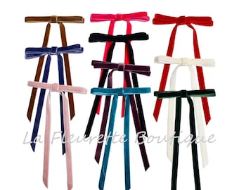 Velvet Ribbon Hair Bows  | Handmade Ribbon Hair Bow Clip | Gifts for Her