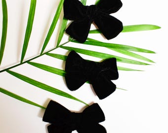 Noeud en velours noir fait main | Accessoires pour cheveux faits main