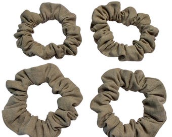 Upcycled Silk Linen Scrunchie | Beige Sustainable Hair Tie