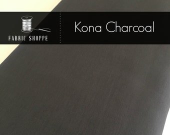 Kona cotton solid quilt fabric, Kona CHARCOAL 1071, Gray fabric, Solid fabric Yardage, Kaufman, Cotton fabric, Choose the cut