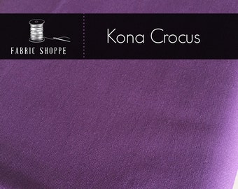 Kona cotton solid quilt fabric, Kona CROCUS 142, purple fabric, Solid fabric Yardage, Kaufman, Cotton fabric, Choose the cut