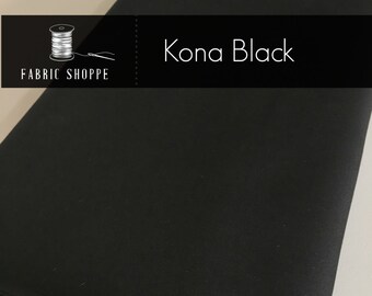 Kona cotton solid quilt fabric, Kona BLACK 1019, Kona fabric, Solid fabric Yardage, Kaufman, Cotton fabric by the yard, Choose the cut