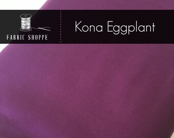 Kona cotton solid quilt fabric, Kona EGGPLANT 1133, Purple fabric, Solid fabric Yardage, Kaufman, Cotton fabric, Choose the cut