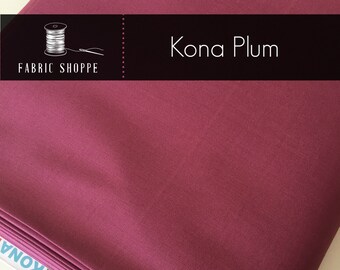 Kona cotton solid quilt fabric, Kona PLUM 1294, Purple fabric, Solid fabric yardage, Kaufman, Cotton fabric, Choose the cut