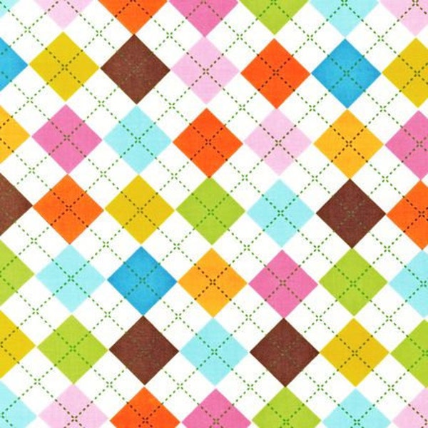 LAST ONE Remix Fabric by Ann Kelle for Robert Kaufman, Argyle in Summer- 1 Yard