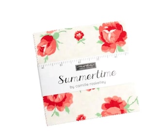 Summertime Moda Quilt Fabric Charm Squares, 5 Inch Precut