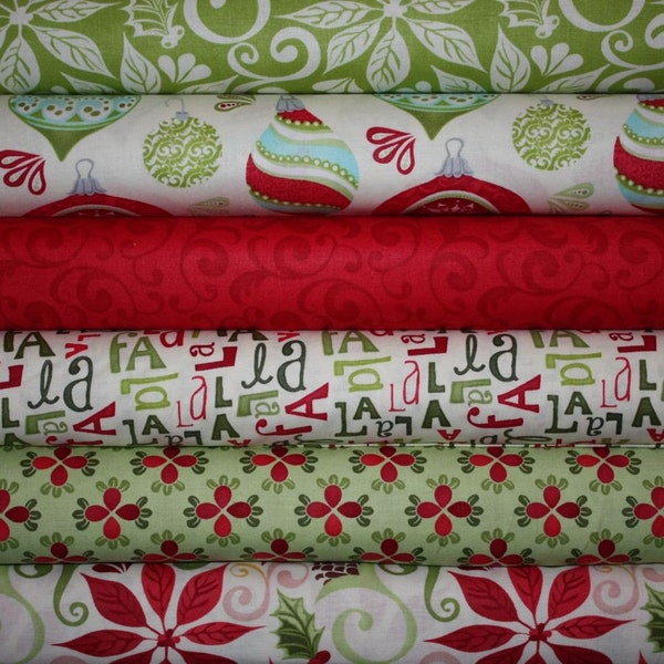 12 Days of Christmas Fabric by Kate Spain for Moda, 1/2 Yard Bundle, 6 total