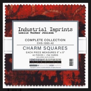 Robert Kaufman Wishwell Industrial Imprints Fabric 5” Charm Squares 42 pieces