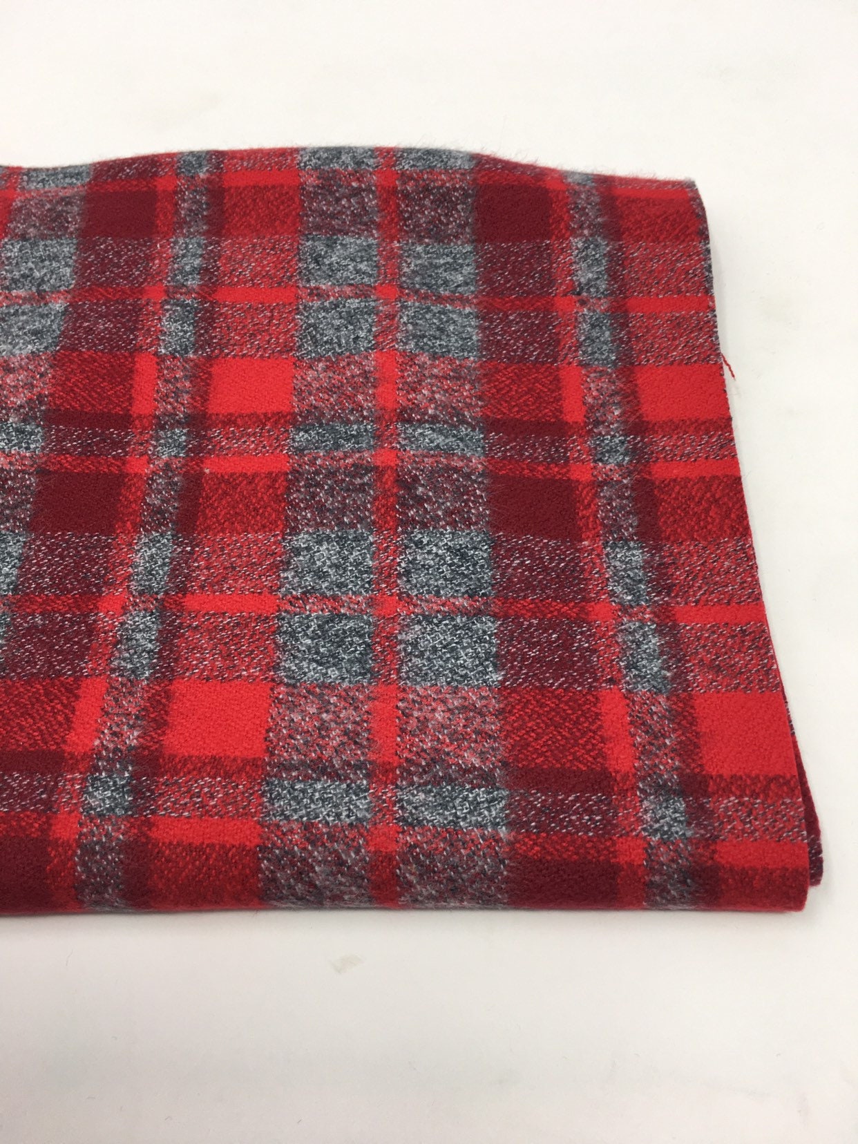 Red flannel fabric cozy gray plaid Flannel by the yard by Etsy