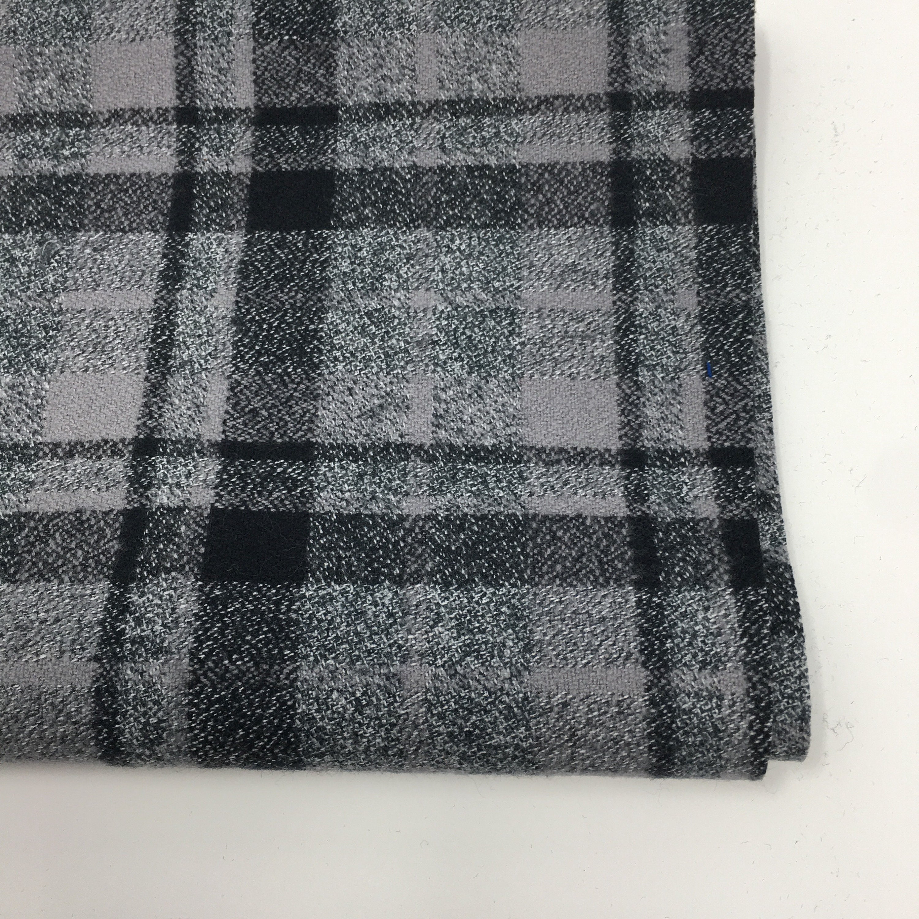 Flannel fabric Woven black and gray Mammoth Plaid Flannel by | Etsy