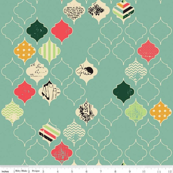 SALE fabric, Fancy and Fabulous Fabric Love Life in Mint by Riley Blake, Fat Quarter to Yardage, Cotton Fabric - Free Shipping Available
