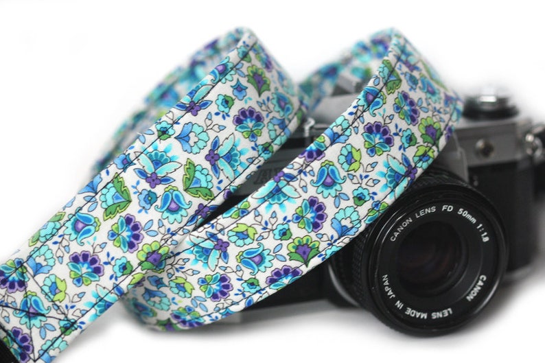 Floral Camera Strap, Camera Strap, Blue Bells image 1