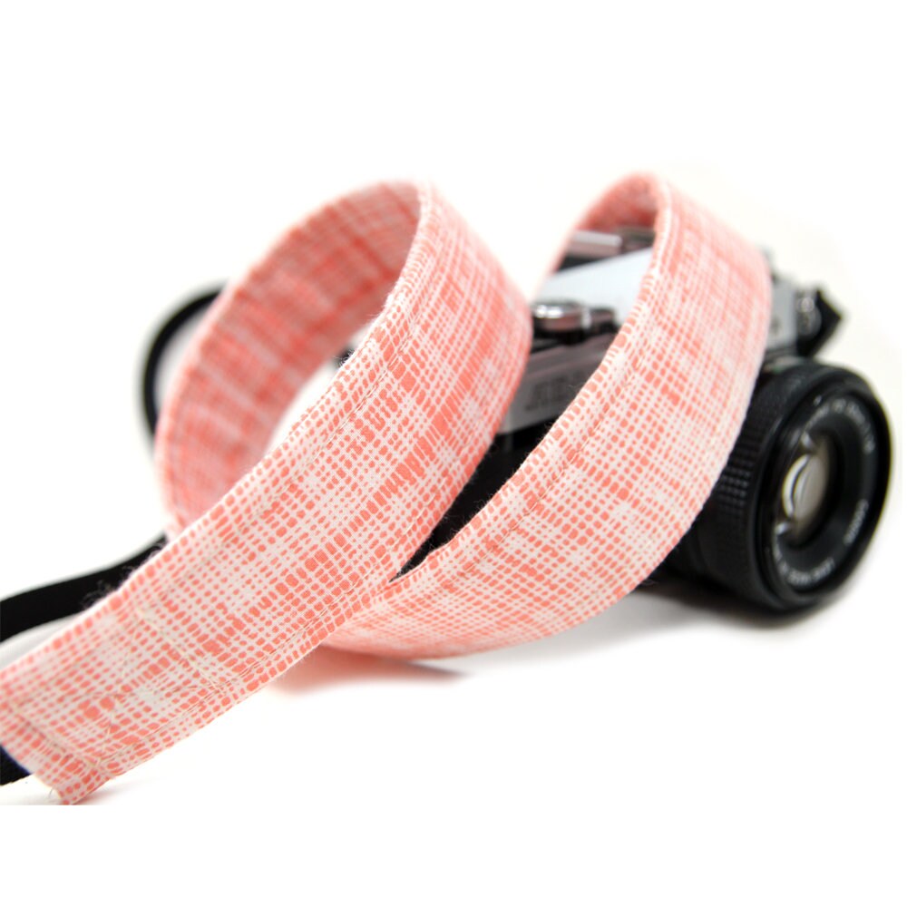 Coral Plaid Sketch Camera Strap | Sale Camera Strap | Ships Next Day | Sketch in Coral