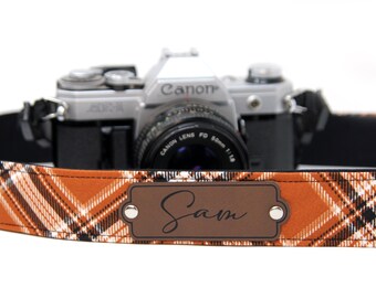 Custom Camera Strap | Plaid Camera Strap | Straps for DSLR | Personalized Gift  | Photographer Gift | Pumpkin Plaid Camera Strap | Dad Gift