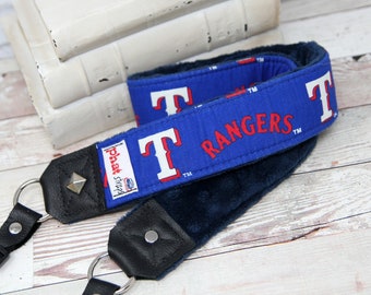 Custom Camera Strap | Texas Rangers Strap | Handmade Strap with Minky | Padded Camera Strap for DSLR Cameras