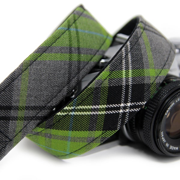 Custom Camera Strap | DSLR Camera Strap | Plaid Strap | Green Plaid Custom Strap | Photography Gift | Strap for Photographer | Green Tartan