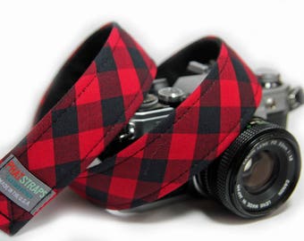 Buffalo Check Camera Strap -Red Buffalo Plaid