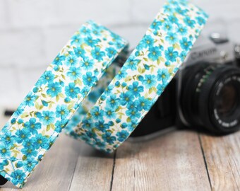 Floral Camera Strap, Turquoise Floral Strap