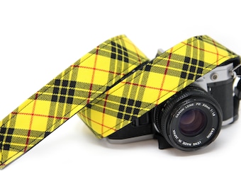 Custom Camera Strap | Plaid Camera Strap | Straps for DSLR | Camera Strap with Quick Release | Yellow Plaid Camera Strap | Photographer Gift