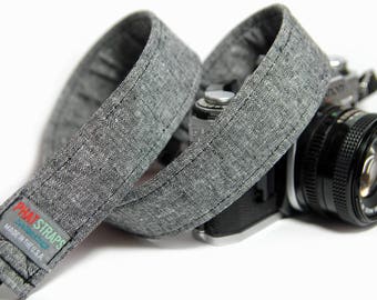 Black Linen Camera Strap, Black Linen