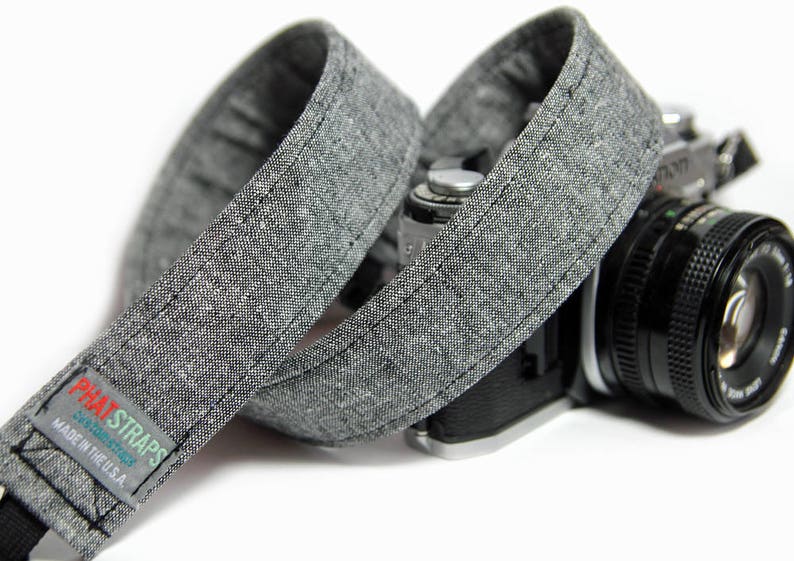 Black Linen Camera Strap, Black Linen image 1