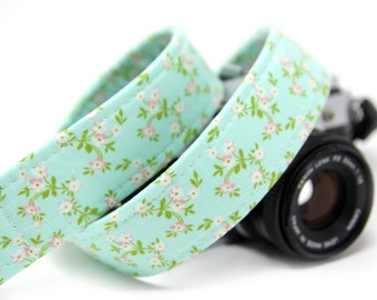 Green Floral Camera Strap, Country Floral