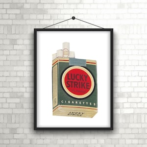 Lucky Strike Zigarette Poster, Mad Men, Vintage Werbung, ideal für Man Cave, Zigarettenwerbung, 1940er Jahre