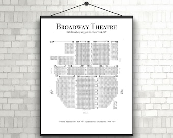BROADWAY Theaters, Vintage Broadway Theater, Seating Chart, Poster, DIGITAL DOWNLOAD, Playwright, New York, Broadway Musicals