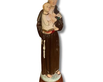 Vintage Italian Religious Composition Statue Figure Saint Anthony