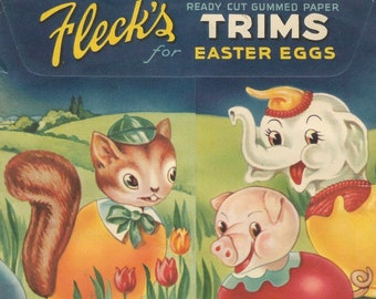 Fleck&#39;s Trims for Easter Eggs, Vintage Easter Decoration Kit, Goose, Rabbit, Donkey, Pig, Elephant, Squirrel