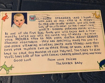 Gerber Baby 1930s Postcard, Advertising, Gerber Products Company