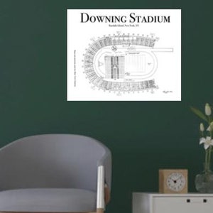 Vintage Downing Stadium, Randall&#39;s Island, Seating Chart, Poster, DIGITAL DOWNLOAD, Perfect for Man Cave