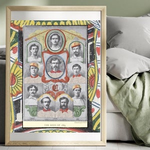 Pôster do time Cincinnati Reds de 1869, download digital 16x20, pôster vintage de beisebol do Reds, lembrança única e exclusiva do Reds