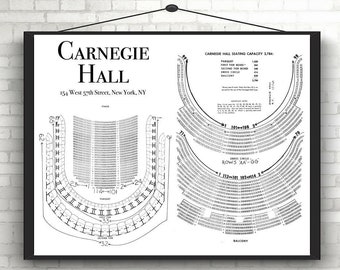 BROADWAY Theaters, Vintage Carnegie Hall, Seating Chart, Poster, DIGITAL DOWNLOAD, Broadway, New York, Theater, Broadway Musicals