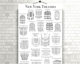 New York Theaters, Vintage Seating Charts, DOWNLOAD, Broadway, New York, Broadway Musicals, Tony Awards, Great Birthday Gift