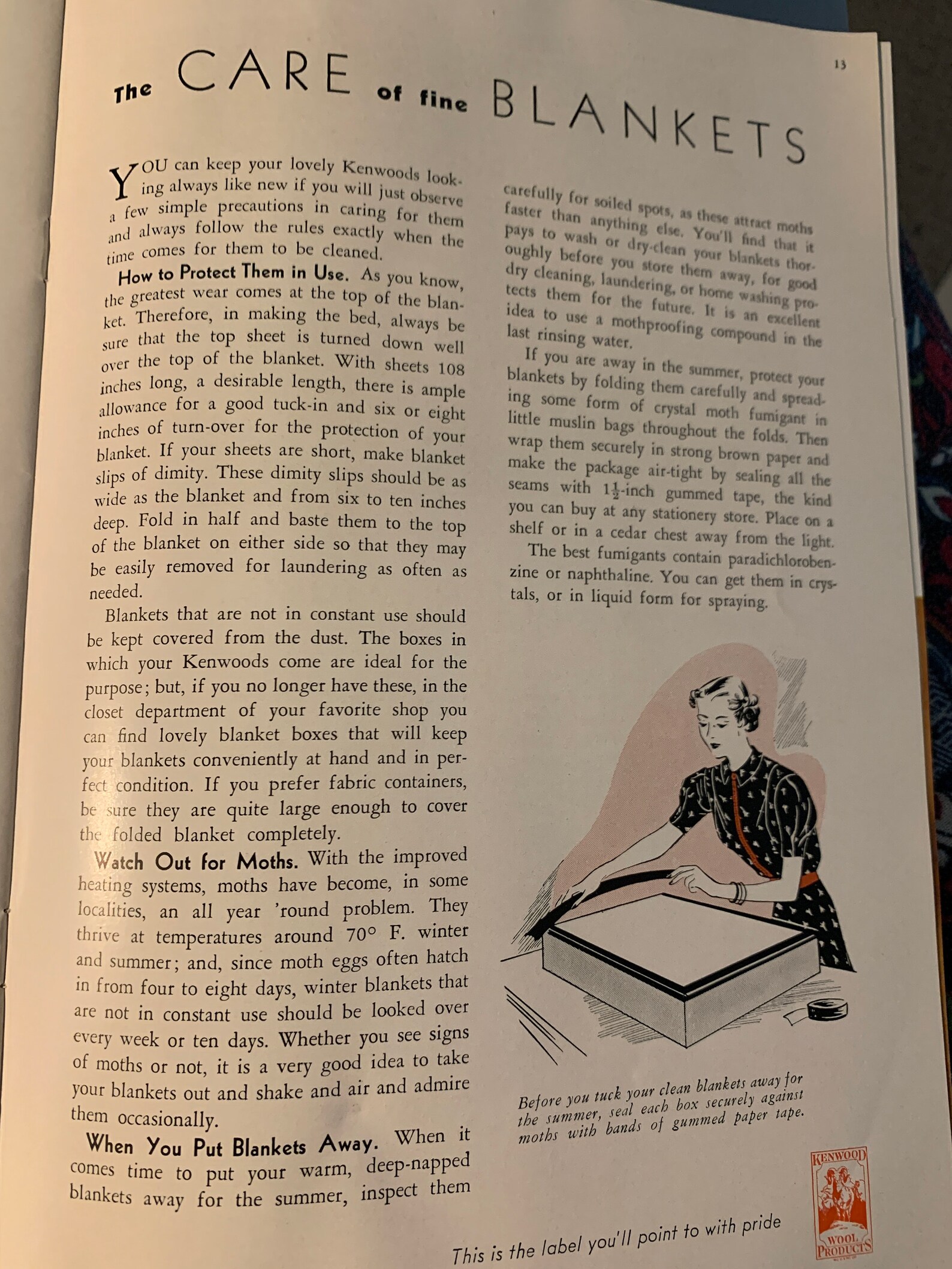 Kenwood Wool Blanket Advertising Catalog Selection and Care Etsy