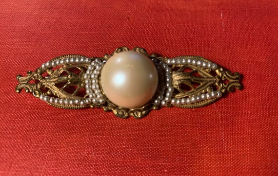 Miriam Haskell Faux Pearl Brooch, Vintage, Signed… - image 1