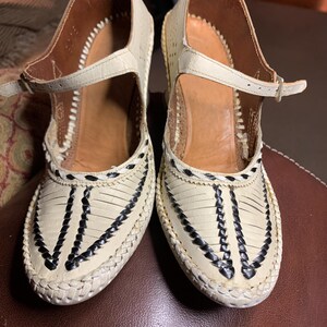 Antique 1920s Leather Woven Heels, Made in Czechoslovakia, Flapper Deco Gatsby, Size 6.5