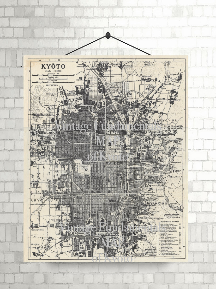 1940年　戦前旅行ガイド　京都地方 地図・旅行ガイド 1940s Kyoto Japan Vintage Map, DIGITAL DOWNLOAD, 16x20 - Etsy