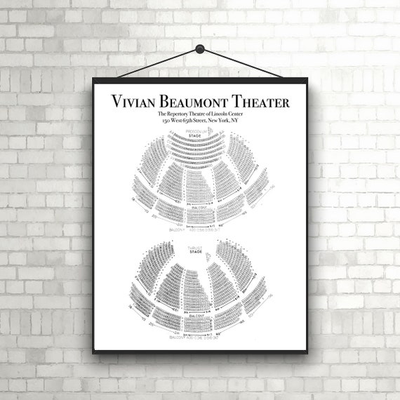 Vintage Vivian Beaumont Theater Seating Chart Poster Etsy