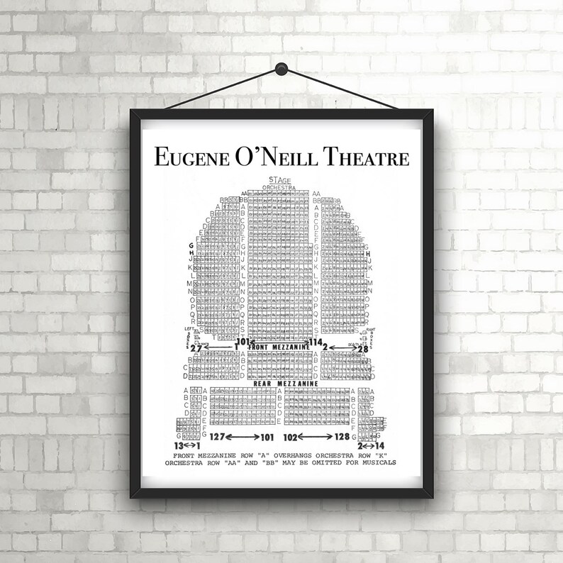 BROADWAY Theaters, Vintage Eugene O'neill Theater, Seating Chart, Poster, DIGITAL DOWNLOAD